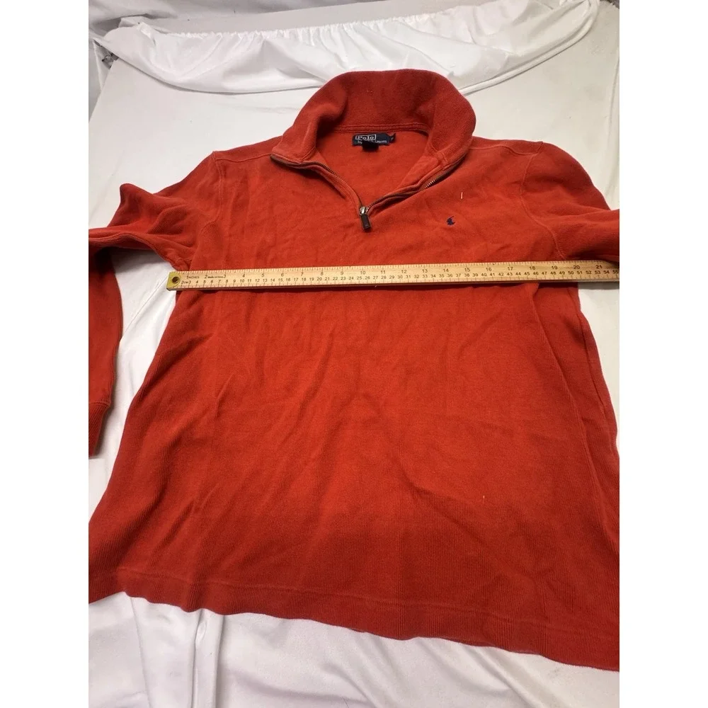 Polo Ralph Lauren Sweater 1/4 Zip Pullover Mockneck Orange Men Sz M Pony Ribbed